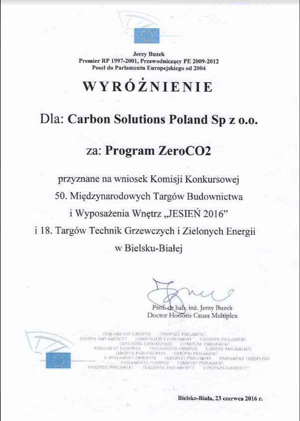 wyroznienie ZeroCO2 Program CSR